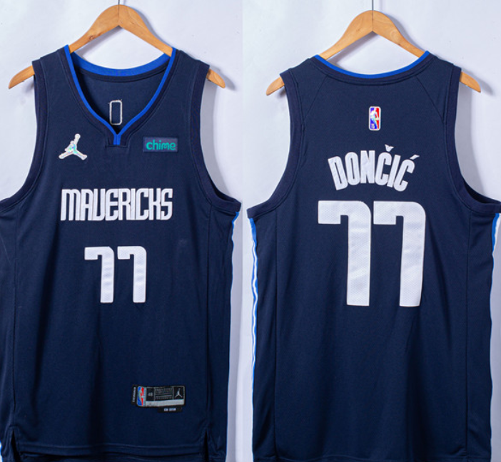 Youth Dallas Mavericks #77 Luka Doncic 75th Anniversary Navy Stitched Basketball Jersey